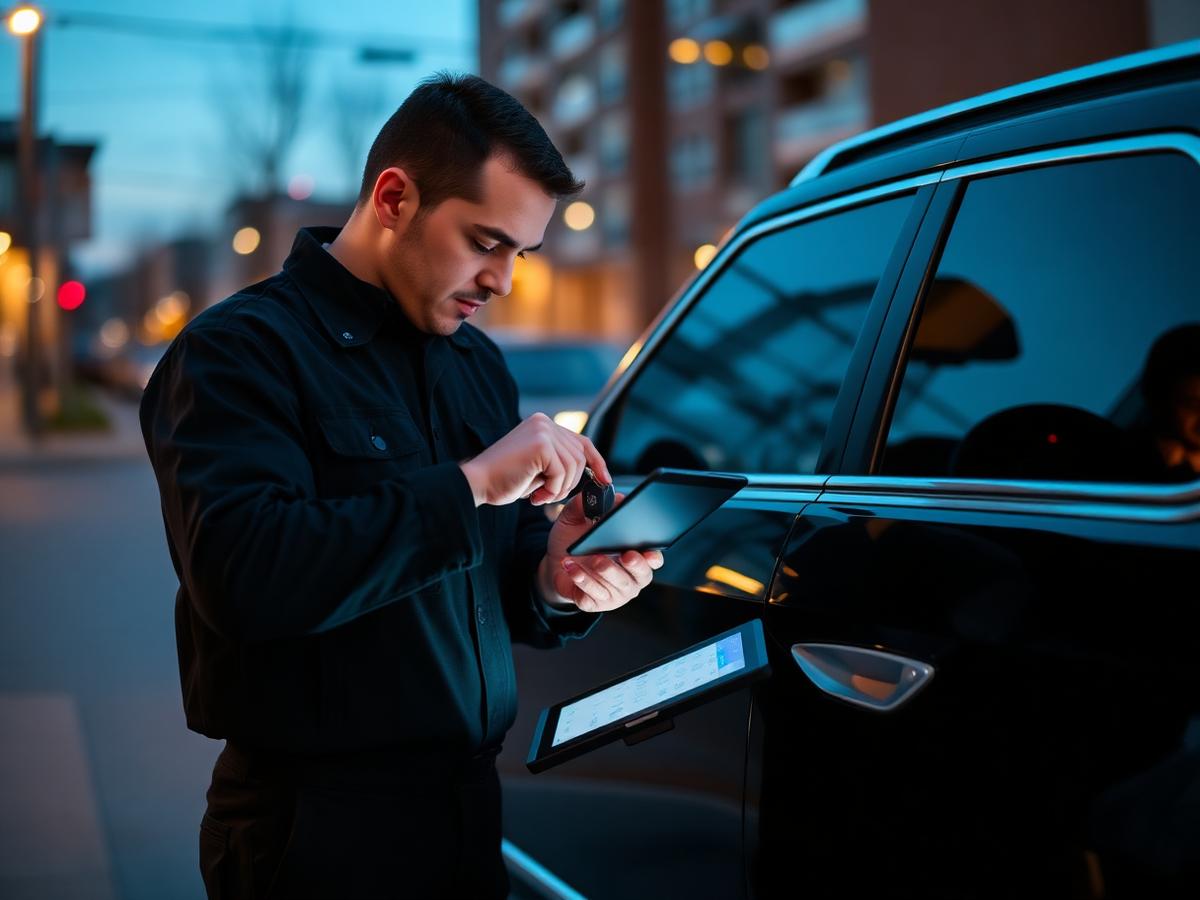 Rivera Automotive Locksmith technician programming a key